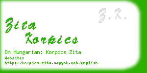 zita korpics business card